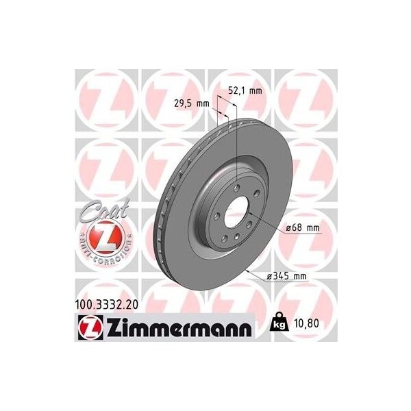 Zimmermann Front Brake Rotor, 100333220 100333220 - main